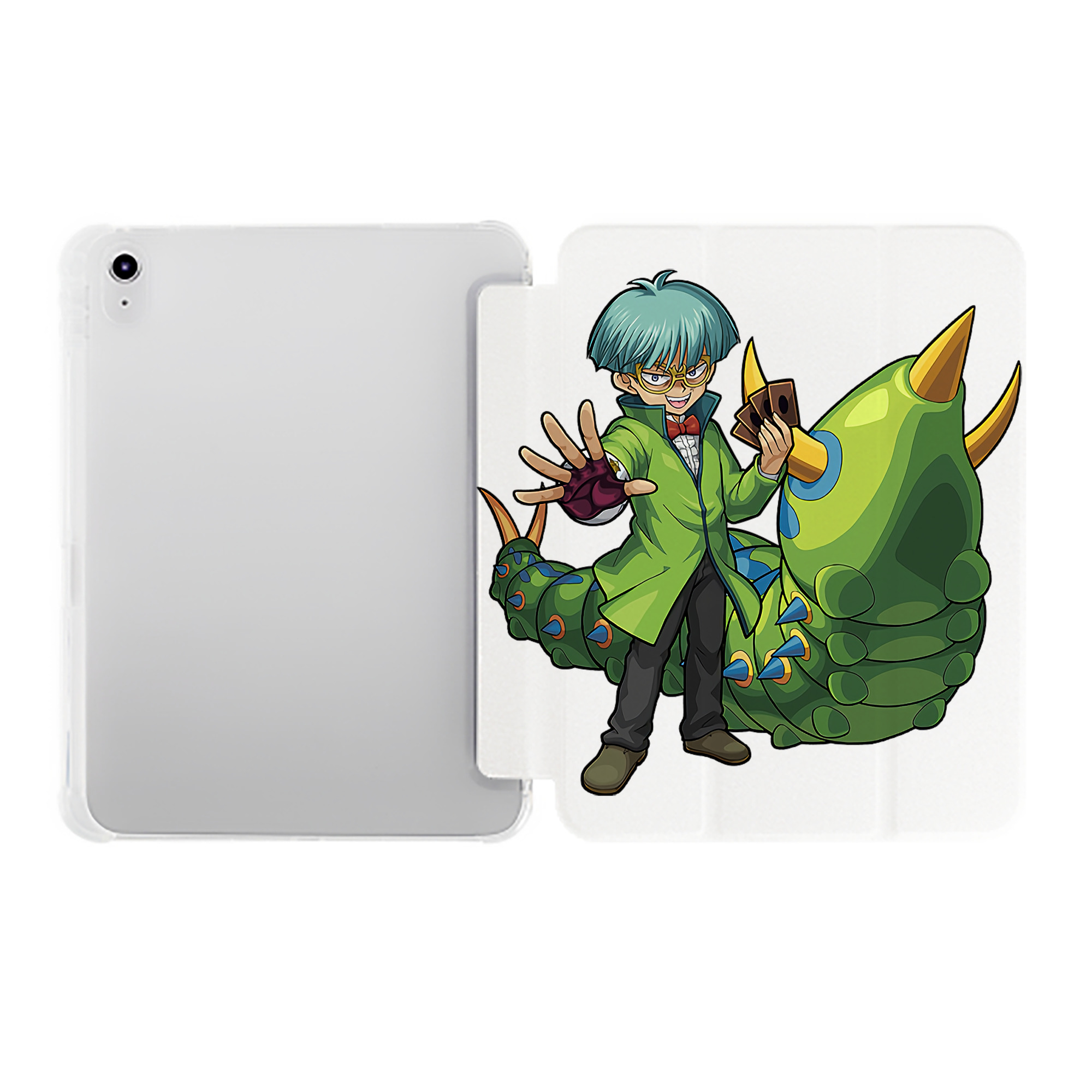 （画像用） 遊☆戯☆王 Yu-Gi-Oh! IPad ケース ペン収納付き 三つ折りスタンド PUレザー×シリコン 対応機種9.5/10.5/10.9インチ